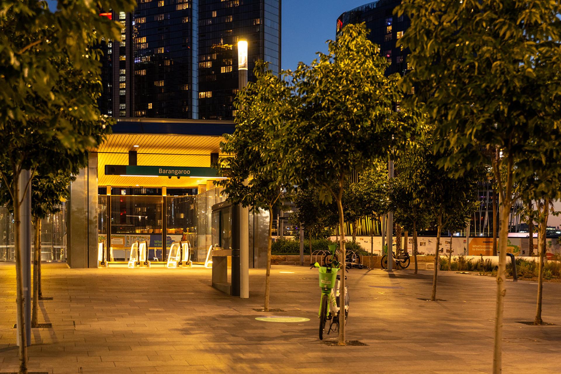 SHUFFLE poles deliver lighting and WiFi for a smart and connected experience at Barangaroo Metro Station